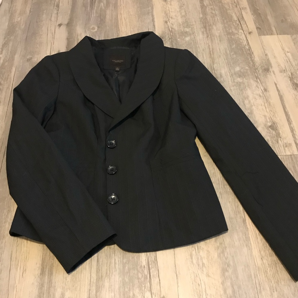 The Limited suit jacket dark grey pin stripes